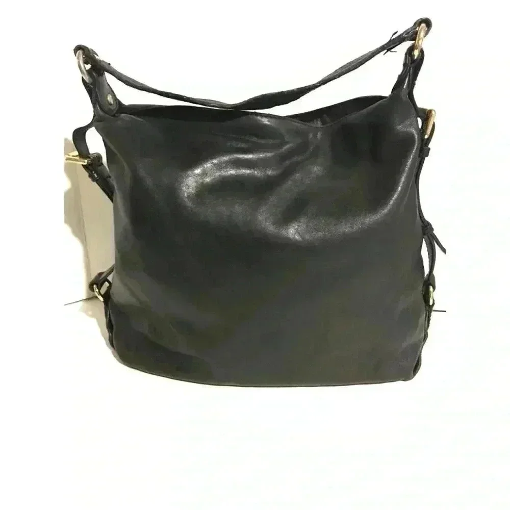 Michael kors black leather hobo handbag